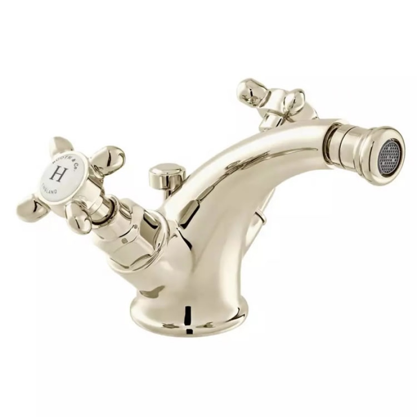 Cutout image of Booth & Co. Axbridge Cross Nickel Bidet Mono Tap